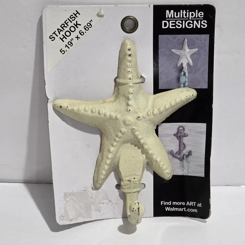 Coastal Nautical  Starfish Wall Hook Cast Iron Heavy Home Decor New